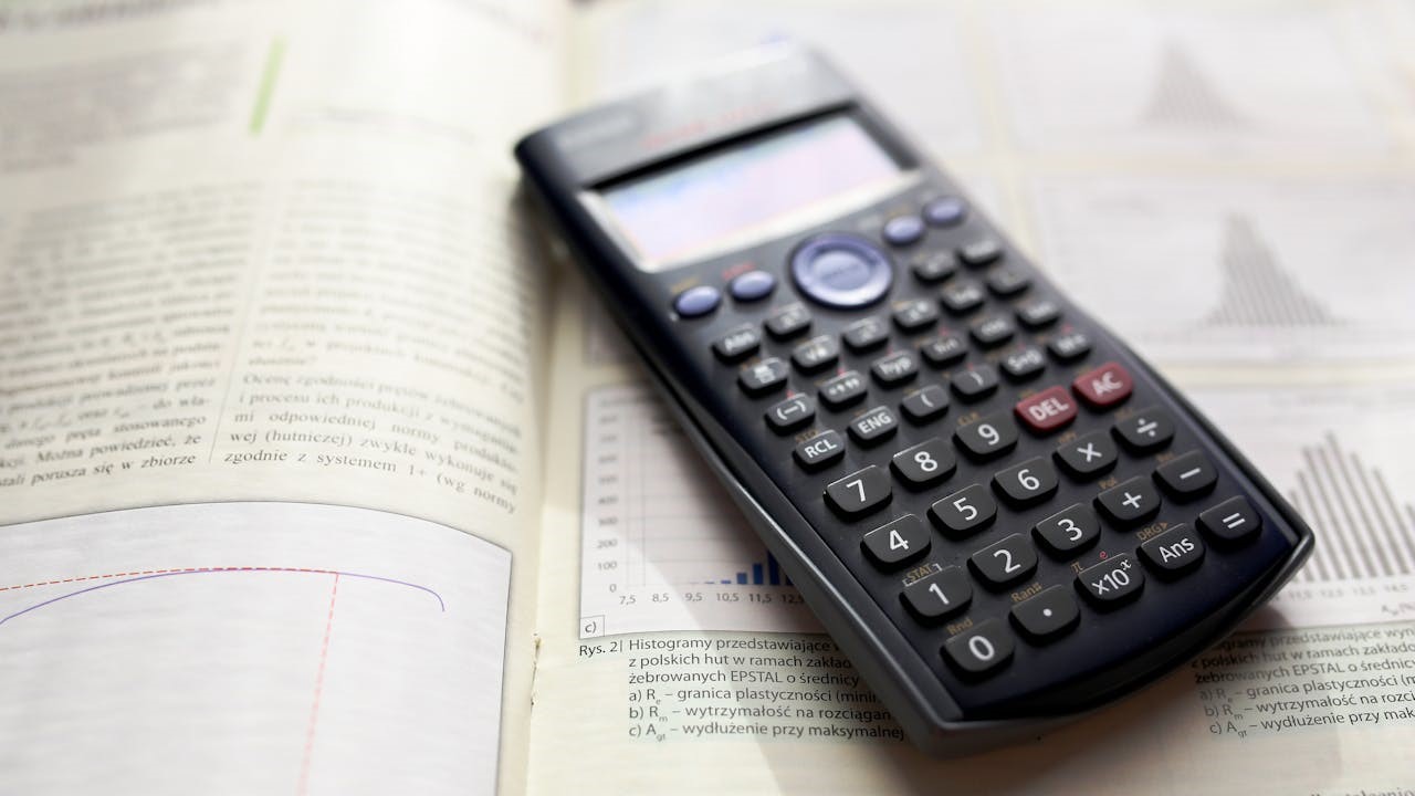 calculator on a book